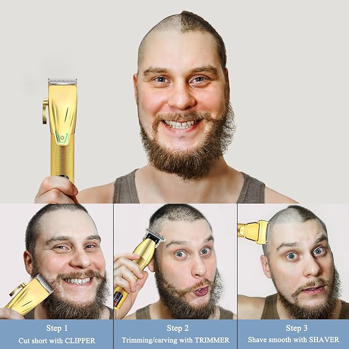 Hair Clippers for Men Professional, Cordless Beard Trimmer, 3 in 1 Clippers and Trimmers and Electric Razor Shaver Set with Bag, Mens Hair Clippers for Hair Cutting, Family, Barber