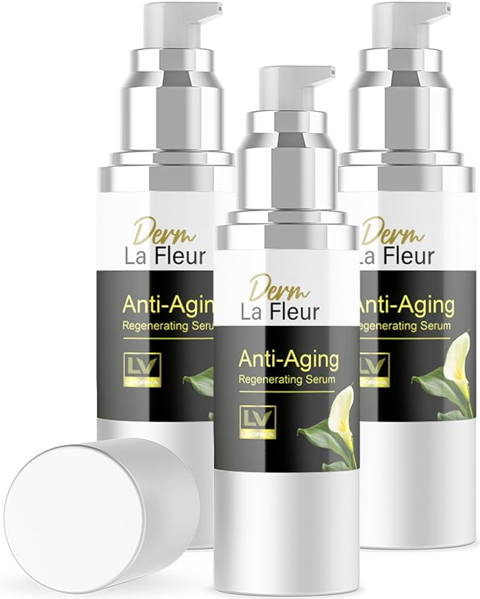3 Pack - Derm La Fleur Anti- Aging Serum - Derm La Fleur Plus, Derm La Fleur Luxe 3 Bottles Serum For 3 Months, Derma Fleur Moisturizing Skin Conditioner.