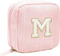 LETGO Birthday Gifts for Women Small Personalized Initial Monogram Makeup Bag,Preppy Corduroy Makeup Bags Travel Toiletry Bag Cute Pouch Purse for Her Mom Girlfriend Wife Sister Teacher Bridesmaid