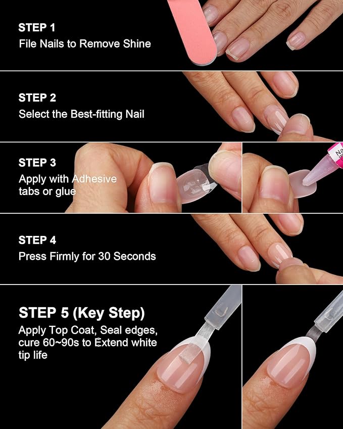 16 size white french tip almond press on nails for women,32 pcs super short petite oval nails with glue and stick ，nude french