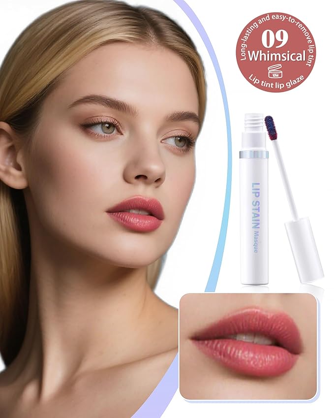 Lip Stain Masque Lip Liner Stain Long Lasting Waterproof Lip Tint Stain Semi-Permanent Lip Tattoo Transfer Proof Non-Drying Matte Finish Suitable for Women's Daily Lip Makeup