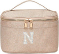 EURYNOME Makeup Bag with Custom Letter N, Water-Resistant Travel Organizer Pouch, (8.3x5.1x5.1 Inch) Cosmetic Case for Women