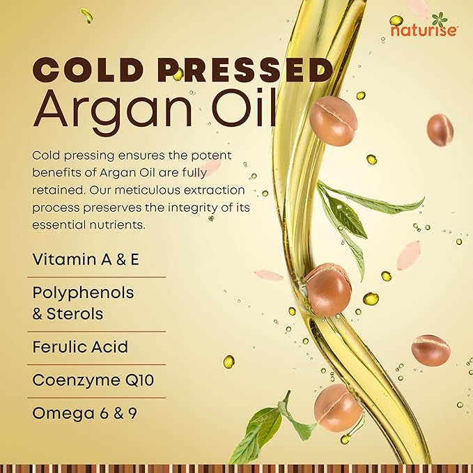 Organic Argan Oil for Hair & Skin – Cold Pressed, Unrefined, Pure Argan Oil of Morocco for Face Skin Moisture & Hair Growth – Non-GMO, Gluten Free Oils with Vitamins & Fatty Acids (2 fl. oz.)