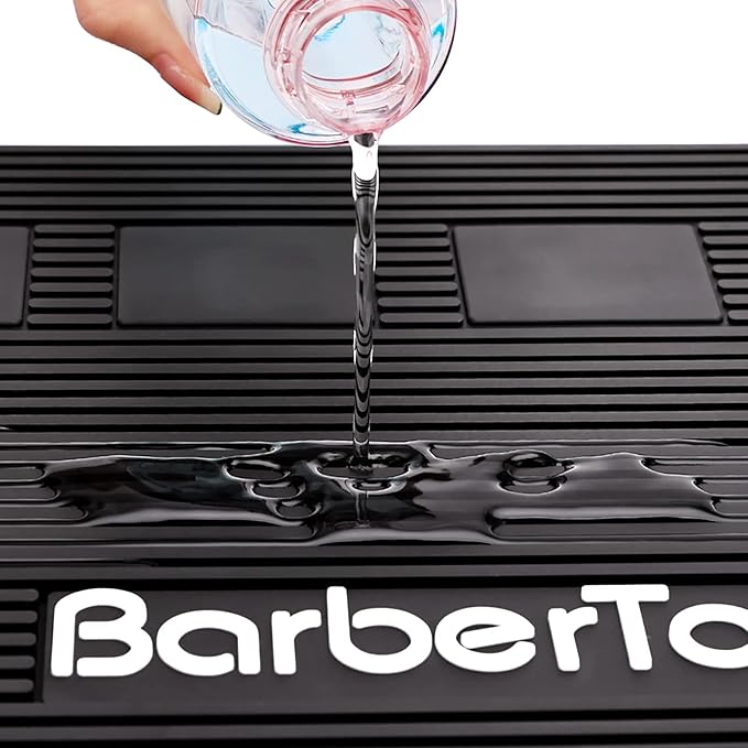 Barber Tools Organizer Mat, Magnetic Barber Mat with 2 Magnetic Slots, Barber Clippers Mat, Magnet Strip Station Pad for Hairstylist