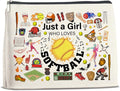 Softball Makeup Bag for Girls - Cool Team Gifts for Coach, Players, Fans - Cosmetic Travel Bag Pouch for Purse