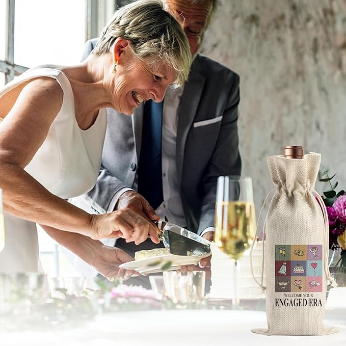 Engagement Wine Gift Bag Wedding Engaged Gifts for Newlyweds Couple Women Men Bridal Shower Gifts for Bride and Groom Pairs Well with Wedding Planning Welcome Your Engaged Era Wine Bags