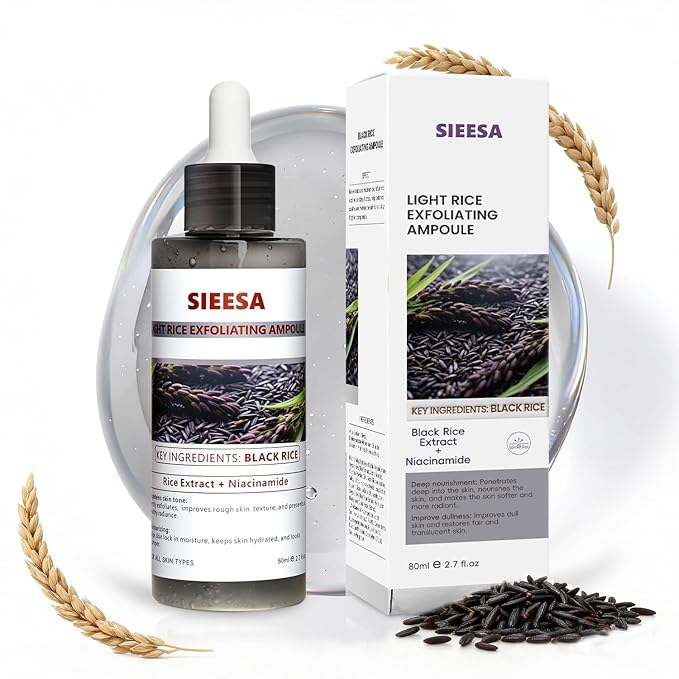 Peel Shot Glow Black Rice Peeling Ampoule, Rice Extract Exfoliating Serum Dead Skin Care for Face and Body Scrub, Gentle Skincare, Pore Refiner & Deep Hydration for All Skin Types（80ML/2.71 Fl Oz）