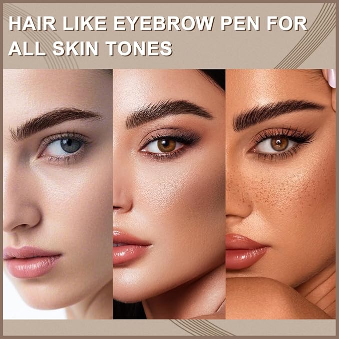 Boobeen 3pcs Waterproof Eyebrow Pen，Dual-Ended Eyeliner Microblading Eyebrow Pencil for Women，Long Lasting Hair-Like Brow Pen with Brow Brush，Dark Brown