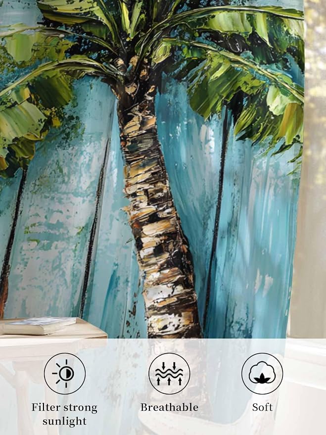 Sheer Curtains 108 Inches Long, Coastal Beach Starfish Semi Sheer Curtains - Image 6