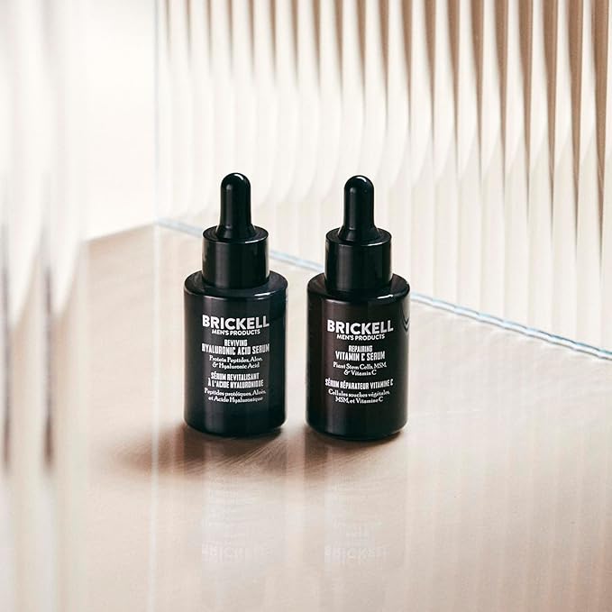 Brickell Men's Daily Anti-Aging Day and Night Serum Routine, Natural and Organic, Scented