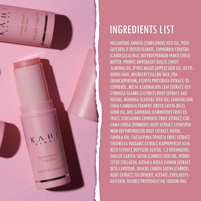 KAHI Wrinkle Bounce Multi Balm - DUO EDITION | All-in-One Hydrating Balm Eye Cream Make Up Base & Moisture Stick | Daily Moisturizer Stick with Salmon-derived sodium DNA (0.32 oz - Pack of 2)