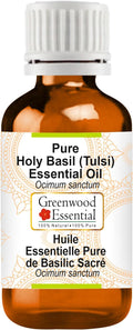 Greenwood Essential Pure Holy Basil Essential Oil (Ocimum Sanctum) Steam Distilled 50ml (1.69 oz)