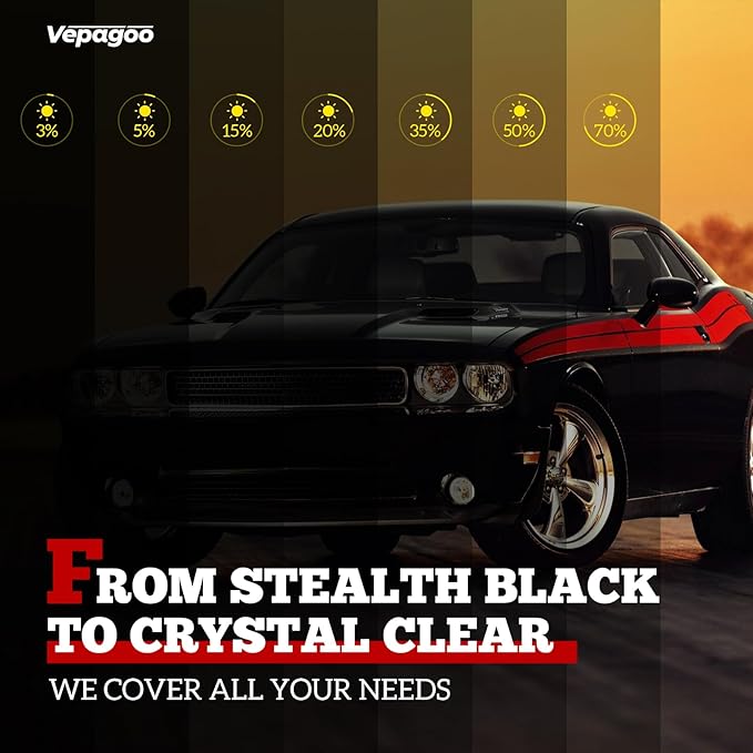 Vepagoo 50% VLT Ceramic Car Window Tint Film (40" x 25FT) - Heat & Glare Reduction, Blocks UV & IR Rays, Scratch Resistant, Privacy Tint Fit for Sedan SUV Pickup Truck