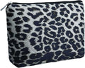 Makeup Bag For Women - Soft and Warm Material Cosmetic Bags Leopard Print Design Ladies Tote Bag,Women's Pencil Case Makeup Organizer with Zipper (White)