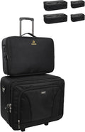 MONSTINA Rolling Makeup Train Case with Large Makeup Travel Train Case and 4 Portbale Cosmestic Bag,Makeup Case for Hairstylist,Makeup Artist Trolley Travel Makeup Case(Black)