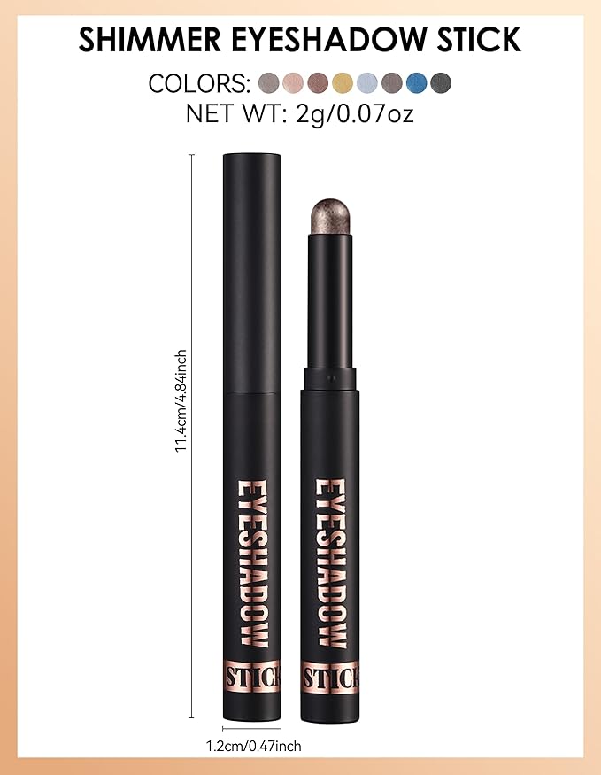 Erinde Shimmer Cream Eyeshadow Stick, Long Lasting Metallic Eye Shadow Sticks, Waterproof Creamy Glitter Eyeshadow Pencil, High Pigmented Blendable Neutral Eye Makeup, 18 Glacier Blue Shimmer
