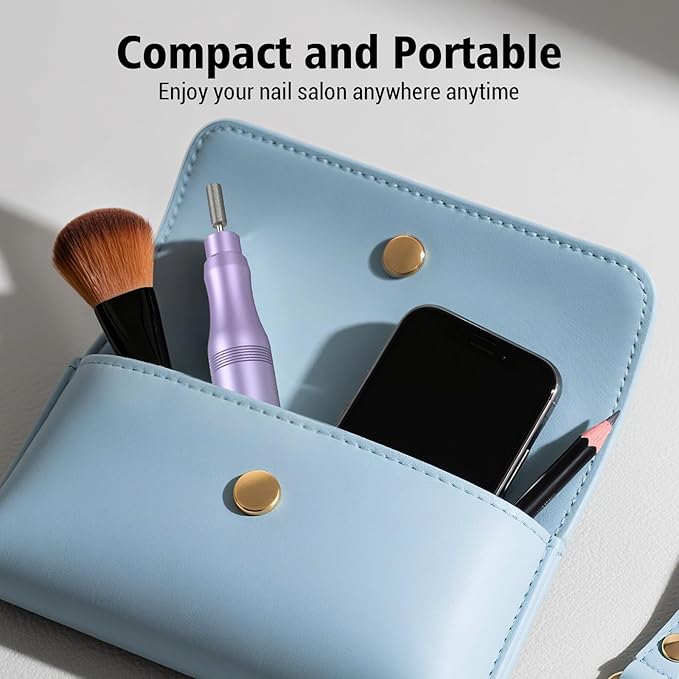Electric Nail Drill Set, Cordless Electric Nail File Set Rechargeable, 5 Speed Portable Nail Drill Machine for Thick Nail Toenail Cuticle, Hand Feet Trimmer Buffer for Women Men Baby Pets
