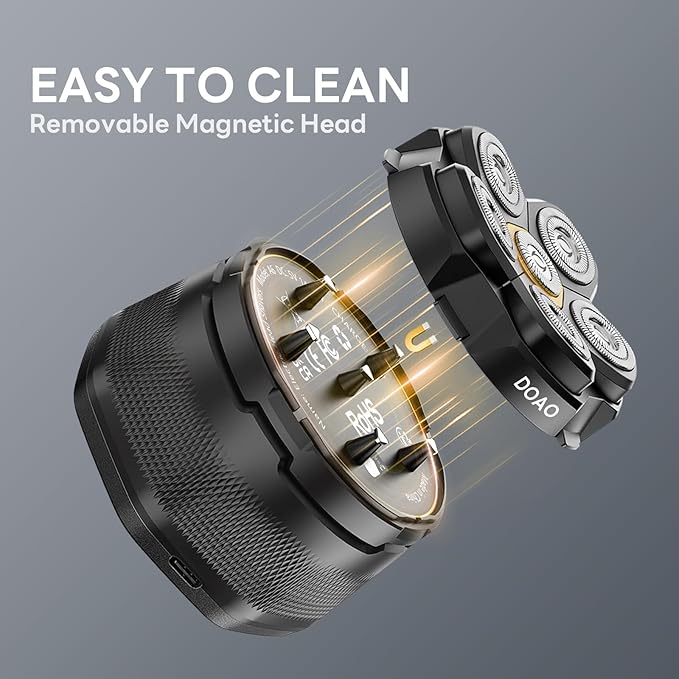 Head Shavers for Bald Men, 6D Magnetic Floating Blades, Smooth Shave in 3 Minutes, USB-C Rechargeable, 180min Runtime, Wet & Dry, Easy Clean, Anti-Slip Design(A6-Plus)