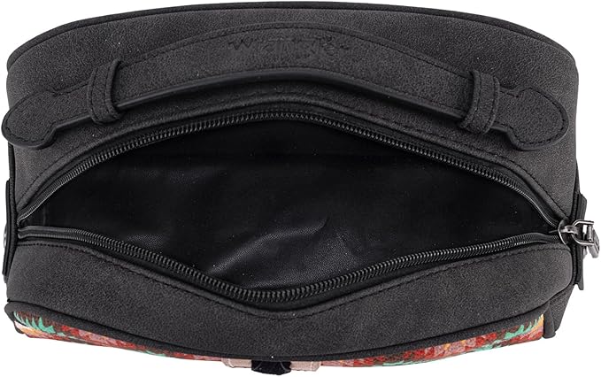 Montana West Wrangler Makeup Bag for Women Small Cosmetic Toiletry Bags Western Make Up Pouch Durable Cute Travel Purse,Black