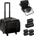 OCHEAL Rolling Makeup Train Case,with 7 Pcs Clear Makeup Bags, 18" Carry On Travel Cosmetic Organizer Suitcase,Extra Large Storage Trolley Makeup Case On Wheels for Hairstylist Cosmetology Artist