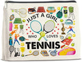 Tennis Gifts Makeup Bag Tennis Lover Gifts for Girls Women Tennis Lover Cosmetic Bag Tennis Team Gifts Just a Girl Who Loves Tennis Zipper Makeup Pouch