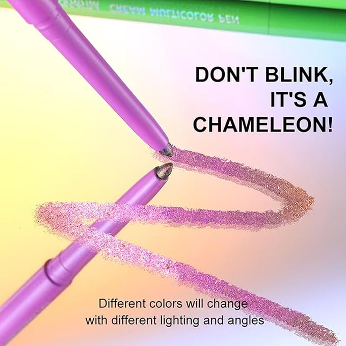Blue Eyeliner Chameleon Metallic Glitter Eyeliner Pen Multicolor Cream Shimmer Glitter Smooth Eyeshadow Stick Waterproof Long Lasting Eye liner Pencil,Smudge-proof, Transfer-proof # 06