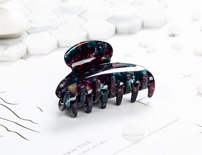 Handmade Celluloid Acetate French Design Barrettes Tortoise Shell Claws Hair Claw Luxury Fashion Accessories Hair Clip for Women (Black)