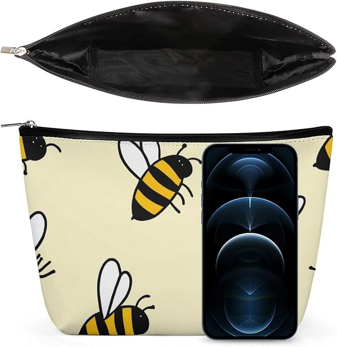 Personality Fashion Zipper Cosmetic Case, Portable Makeup Case, Toiletry Bag, Cute Bee Pattern Travel Cosmetic Toiletry Bag