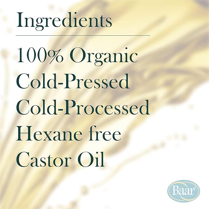 Baar Palma Christos Organic Castor Oil, Cold-Pressed, Hexane-Free, USDA Certified, for Skin, Hair, Massage & Castor Oil Packs, Glass Amber Bottle, 8 oz.