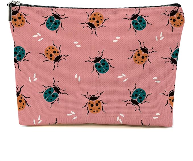 Ladybug Makeup Bag Ladybug Lovers Gifts Cosmetic Bag Insect Themed Gifts for Women Girls Friend Daughter Entomologist Gift Travel Organizer Zipper Pouch Graduation Birthday Friendship Gifts