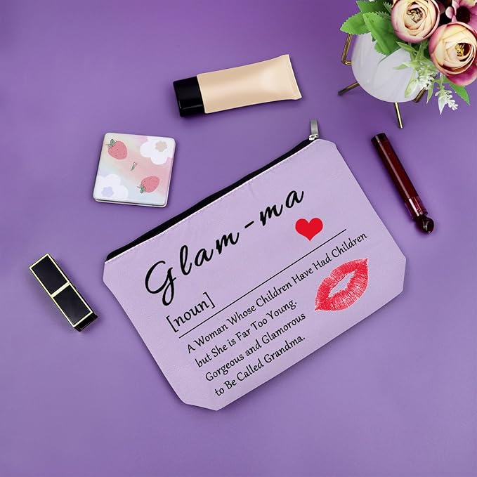 Sazuwu Grandma Makeup Bag Purple Gifts for New Grandma Grandmother Grandma to Be Cosmetic Bag Mothers Day Birthday Travel Pouch