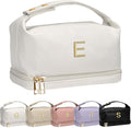 Teen Gifts-Makeup Bag Personalized Bags with Handle, Waterproof Double Layer Cosmetic Pouch, 18Th Birthday Gifts Makeup Bags Letter Travel Toiletry Bag with Makeup Brush Organizer