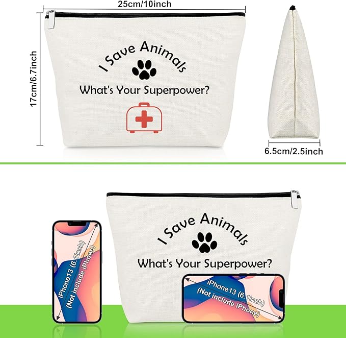 Vet Tech Appreciation Gifts Veterinarian Makeup Bag Thank You Gift for Rescuing Animal Veterinary Medicine Veterinarian Coworker Friend Cosmetic Bag Graduation Present for Animal Doctor Travel Pouch