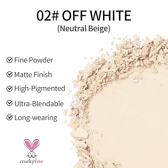 Erinde Single Matte Eyeshadow Palette, Velvet Eye Shadow Compact Powder Natural Makeup, Long-Lasting Eye Makeup, Ultra-Blendable, Pigmented Color, Vegan Formula, H02 Off White