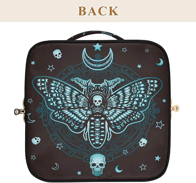 Makeup Organizer Bag, Gothic Skull Butterfly Travel Makeup Bags Makeup Vanity Case Large Capacity Rhombus Cosmetic Toiletry Bag for Girl Women Ladies