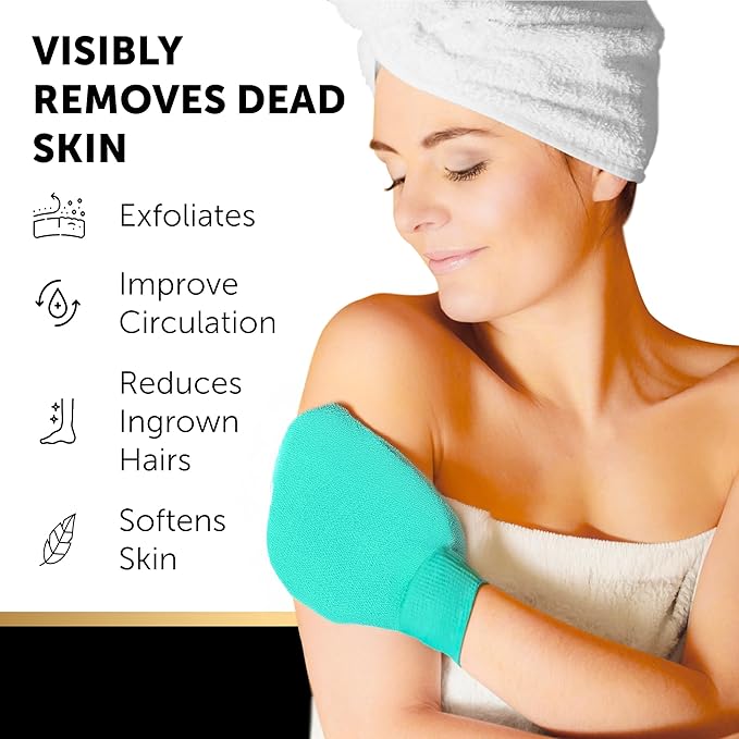 VALITIC 4 Pack Kojic Acid Vitamin C & Retinol Soap Bars for Dark Spot Bundle with 2 Turquoise Exfoliating Gloves for Body Scrubs