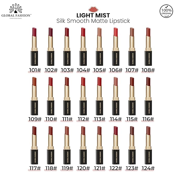 Global Fashion Silk Smooth Matte Lipstick – Long-Lasting, Luxurious Color, Rich Hydration, Lightweight Formula, Lightweight Matte Lip Color for Women, Available in Multiple Shades (118, 0.12 oz)