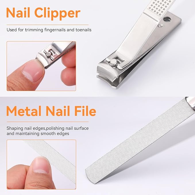 Famlife 7-Piece Professional Pedicure Kit with Toenail Scissors Cuticle Trimmer Nail File Pedicure Knife Blade,Stainless Steel Tools Ingrown Toenail Removal Kit for Nail Care