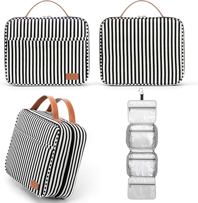 Bosidu Hanging Travel Toiletry Bag,Large Capacity Cosmetic Travel Toiletry Organizer for Women with 4 Compartments & 1 Sturdy Hook,Perfect for Travel/Daily Use/Christmas
