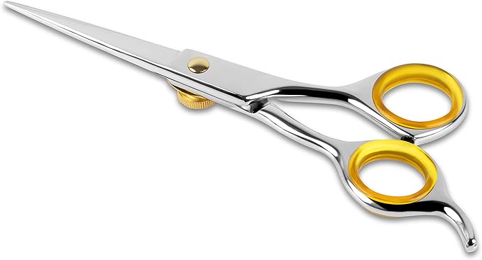 SHARF Professional 5.75” Straight Barber Scissors: Sharp 440c Japanese Stainless Steel Hair Cutting Shears For Men & Women| Gold Touch Series Trimming Scissors w/Easy Grip Handles