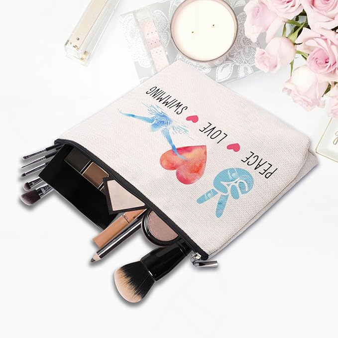 Funny Swimming Gifts for Women, Swimming Team Gifts Swim Coach Teacher Gifts, Swimming Makeup Bag Birthday Gifts for Swimmer Women Her Female