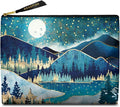 Cute Makeup Bag for Purse Waterproof Cosmetic Bags for Women Funny Smooth Zipper Travel Toiletry Pouch 10X8 Inches-Green Mountain Moon Lake Makeup pouch