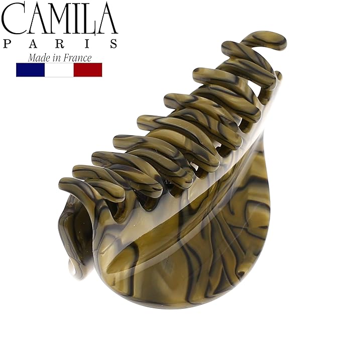 Camila Paris CP2959 French Hair Ponytail Holders Ties, Flower, Handmade, Bronze, Strong Hold Grip Hair Clips for Women, No Slip and Durable Styling Girls Hair Accessories, Made in France