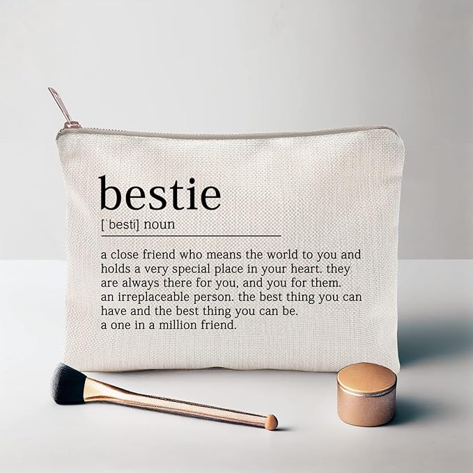 Bestie Makeup Case Best Friend Cosmetic Bag for Her for Sister Birthday Toiletry Bag Gift Motivation Quotes Sister Gift Bestie College Roommate Gfit (Bestie)