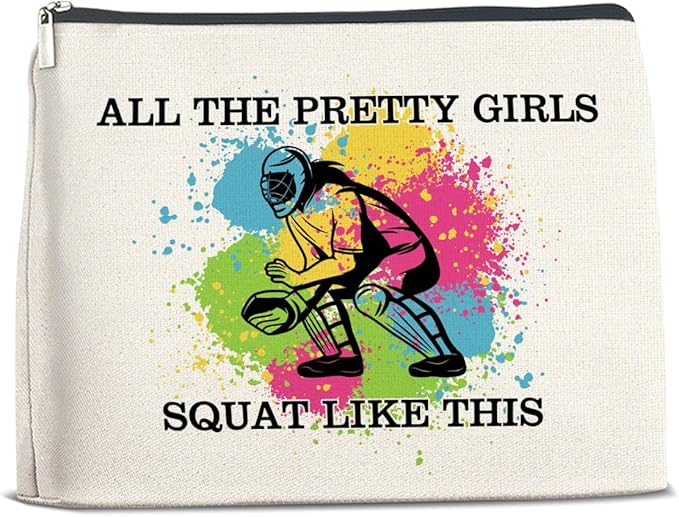 Softball Gifts Makeup Bag Girly Gifts for Women, Inspirational Christmas Birthday Gift for Softball Lovers Team Players Friends Besties Cosmetic Travel Bag Pouch for Purse