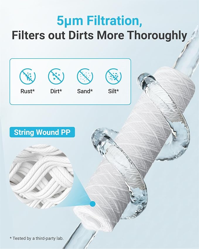 AQUA CREST 5 Micron 10"x2.5" String Wound Sediment Water Filter Cartridge - Image 3
