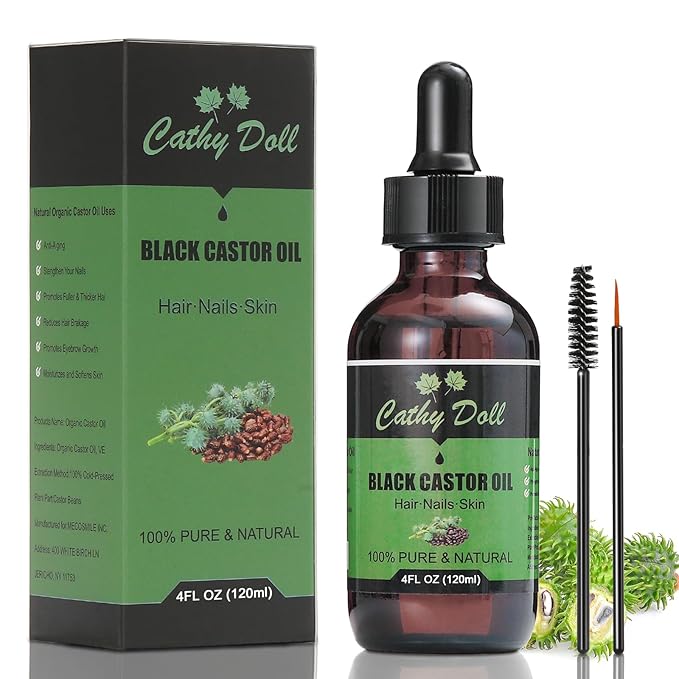 Jamaican Black Castor Oil Organic Cold Pressed Castor Oil For Hair 100% Pure Natural Castor Oil For Eyelashes Eyebrows (4 oz)