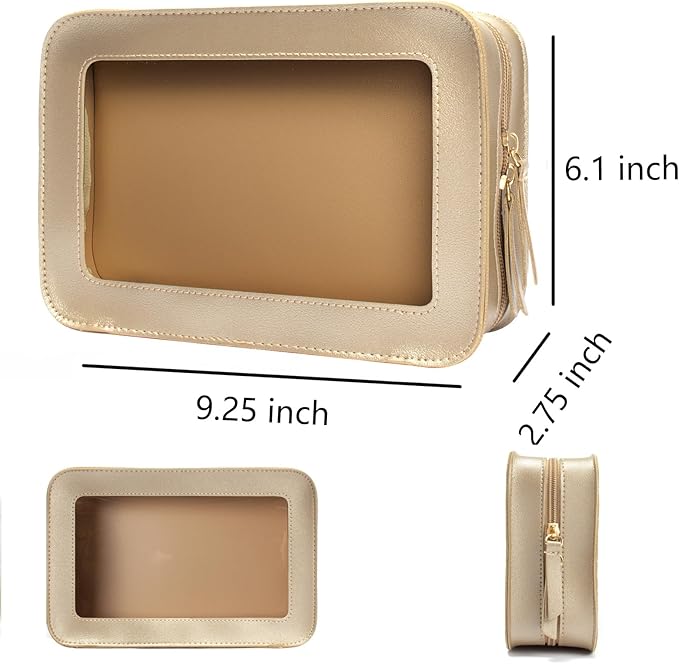 Clear Makeup Bag Small, TSA Approved Portable Toiletry Bag with Zipper Cosmetic Travel Bag Makeup Organizer Case Mini Makeup Pouch for Purse Car Organizer Bag for Women Men