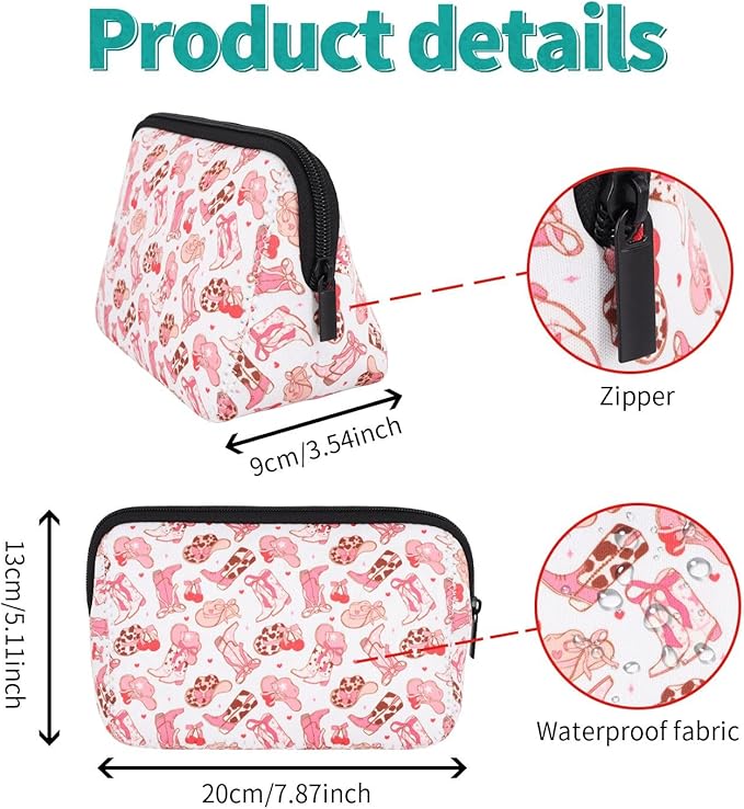 Cosmetic Bag Waterproof Neoprene Zipper Pouch Travel Portable Toiletry Makeup Bags Organizer Case for Women and Girls