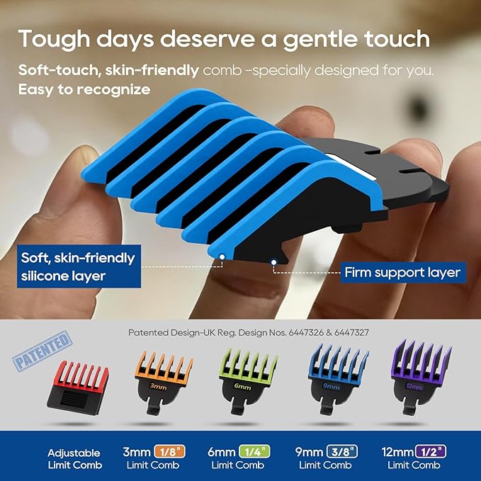Beard Trimmer for Men, Magnetic Snap-on Replacement Heads & Charging Dock, IPX7 Waterproof Cordless Hair Clippers, Mens Grooming Kits for Mustache/Body/Face/Ear/Nose, Gray